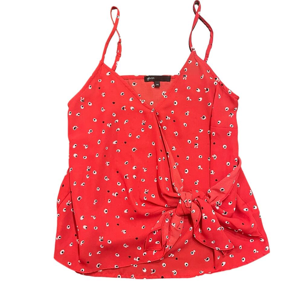 Gibson Womens red tank wrap with tie poppy pattern Size PS